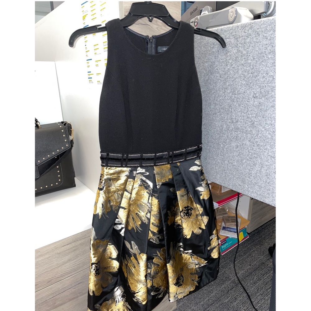 Carmen Marc Valvo Black And Hols Dress